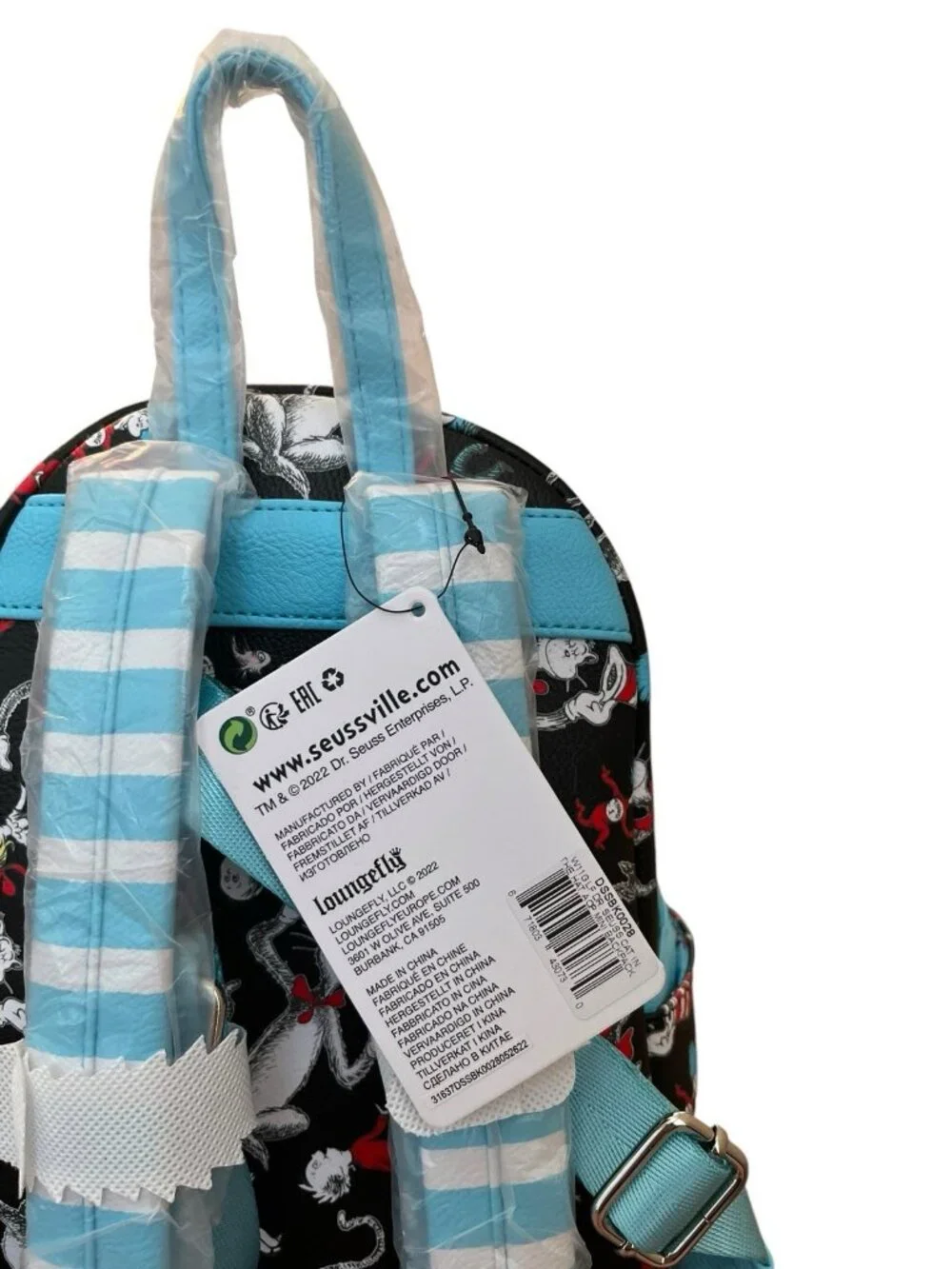 Loungefly Dr Seuss Cat in the Hat AOP Mini Backpack Thing One Thing Two Bag NWT